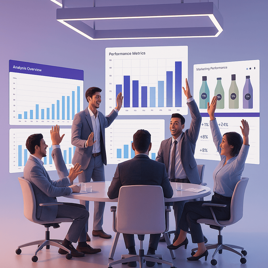 Digital success visual with vending machine and growth